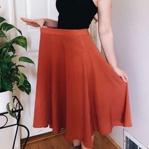 Large Forever 21 Coral Flowy Midi Skirt